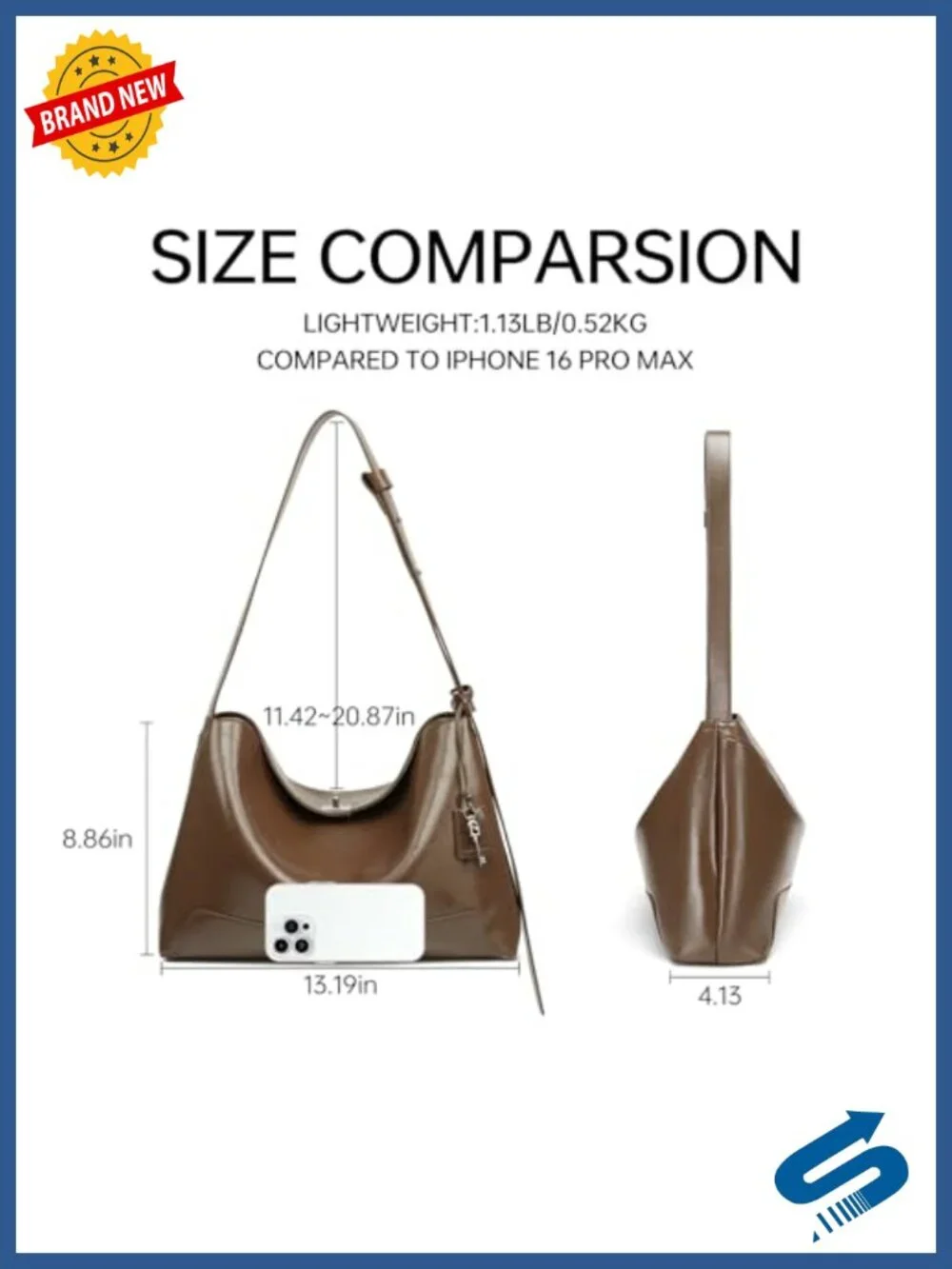 Genuine Leather Hobo Bag Women's Shoulder Bag Designer Work Tote Adjustable